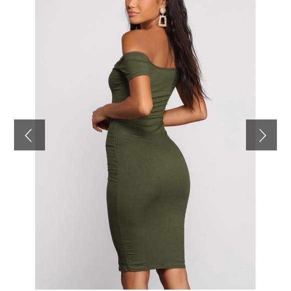 New Green Windsor Off The Shoulder MIDI Dress XS - Picture 4 of 5